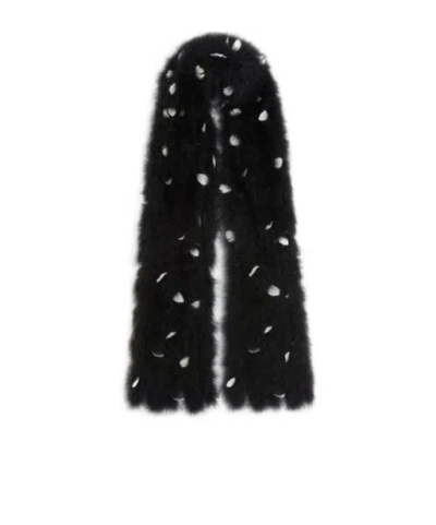 Valentino Feather-embellished Scarf In Black/white