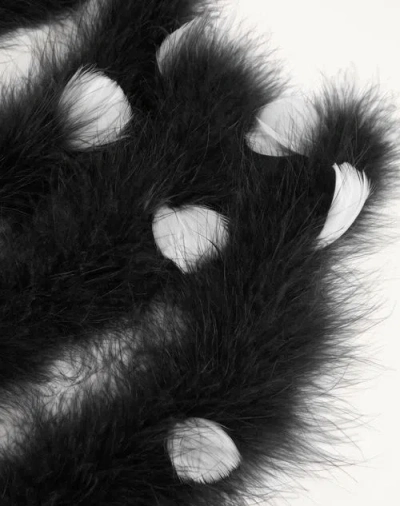 Valentino Feather-embellished Scarf In Black/white