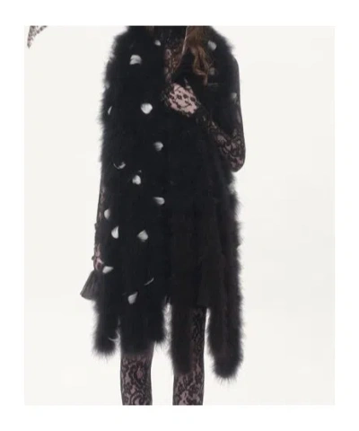 Valentino Feather-embellished Scarf In Black/white