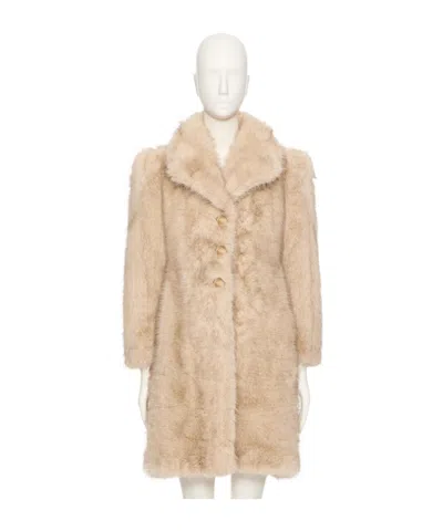 Valentino Faux-fur Oversized Coat In Beige