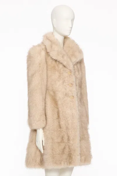 Valentino Faux-fur Oversized Coat In Beige