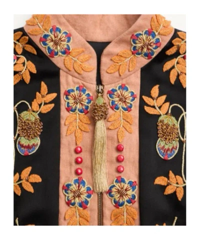 Valentino Abito Corto In Doppia Duchesse Lavata Ricamato In Black