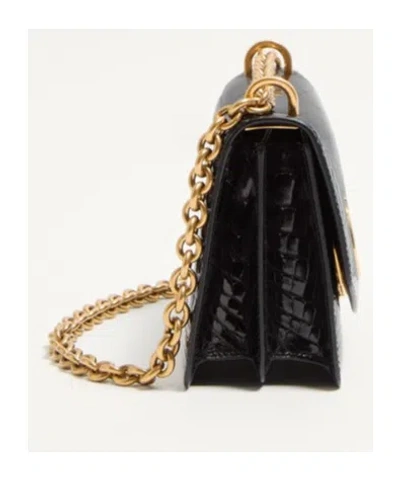 Valentino Garavani Garavani Vain Small Shoulder Bag In Crocodile Leather Woman Black Uni