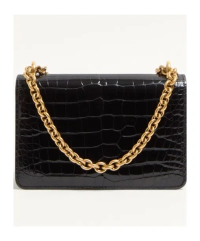 Valentino Garavani Garavani Vain Small Shoulder Bag In Crocodile Leather Woman Black Uni