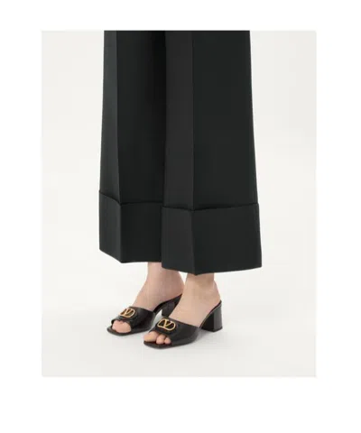 Valentino Garavani Vlogo Signature Slide Sandal In Calfskin 60mm Woman Black 41.5 In Multi