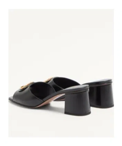 Valentino Garavani Vlogo Signature Slide Sandal In Calfskin 60mm Woman Black 41.5 In Multi