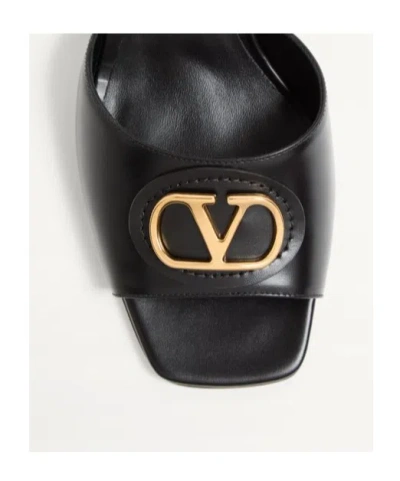 Valentino Garavani Vlogo Signature Slide Sandal In Calfskin 60mm Woman Black 41.5 In Multi