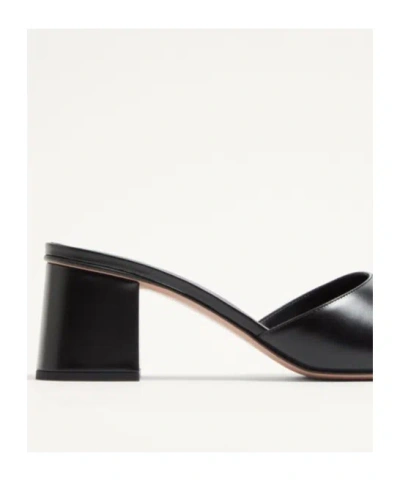 Valentino Garavani Vlogo Signature Slide Sandal In Calfskin 60mm Woman Black 41.5 In Multi