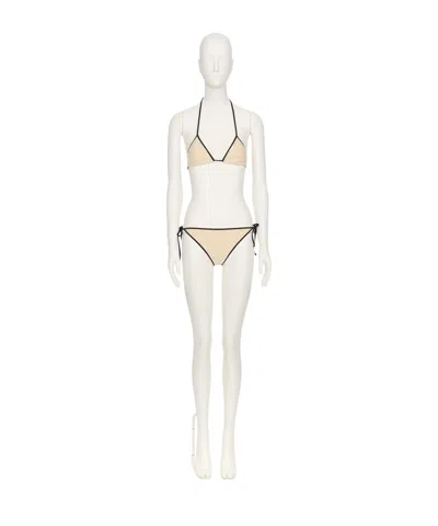 Valentino Geometric V Bikini In Birch/ivory