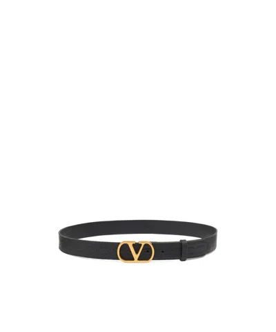 Valentino Garavani Valentino Vlogo 30 Black Leather Belt