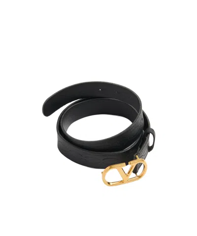 Valentino Garavani Valentino Vlogo 30 Black Leather Belt