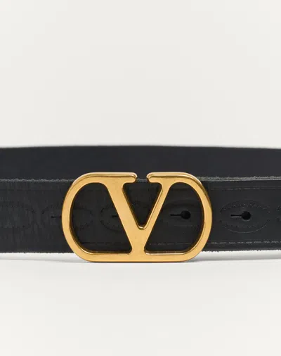 Valentino Garavani Valentino Vlogo 30 Black Leather Belt