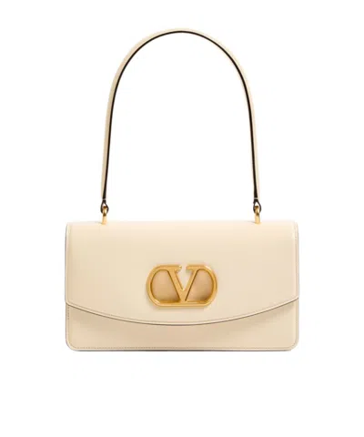 Valentino Garavani  Garavani Vain Bag With Handle In Shiny Calfskin Woman Butter Uni In Nude