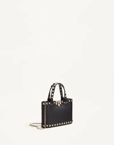 Valentino Garavani Rockstud Mini Shopping Bag In Grainy Calfskin Woman Black Uni