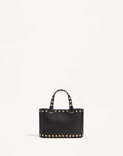 Valentino Garavani Rockstud Mini Shopping Bag In Grainy Calfskin Woman Black Uni