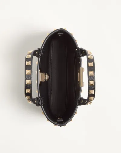 Valentino Garavani Rockstud Mini Shopping Bag In Grainy Calfskin Woman Black Uni