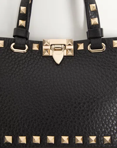 Valentino Garavani Rockstud Mini Shopping Bag In Grainy Calfskin Woman Black Uni