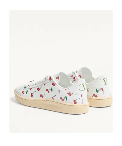 Valentino Royco Sneaker With Cherryfic Pattern In White