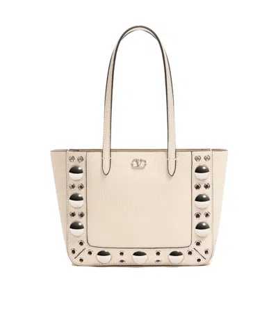 Valentino Nellcôte Shopping Bag In Light Ivory White