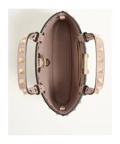 Valentino Garavani Rockstud Mini Shopping Bag In Grainy Calfskin Woman Poudre Uni