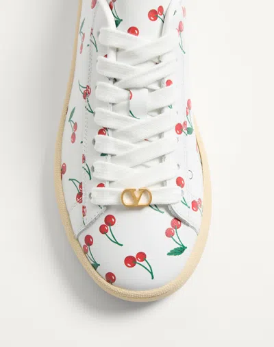 Valentino Royco Sneaker With Cherryfic Pattern In White