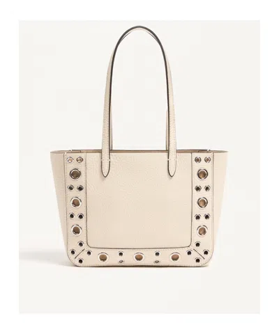Valentino Nellcôte Shopping Bag In Light Ivory White