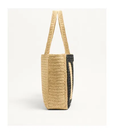 Valentino Borsa Shopping Viva Superstar Grande In Rafia Donna In Naturale/nero