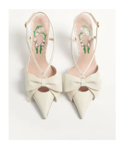 Valentino Garavani Valentino Bowow 85 Leather Slingback Pump In White