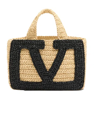 Valentino Garavani Viva Superstar Crochet Small Tote Bag In Neutral