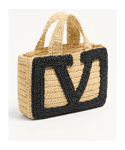 Valentino Garavani Viva Superstar Crochet Small Tote Bag In Neutral