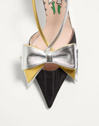 Valentino Garavani Slingback Bowow Pumps Black With Bow In Multi