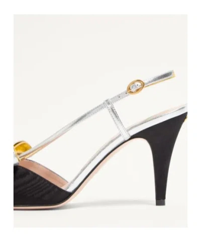 Valentino Garavani Slingback Bowow Pumps Black With Bow In Multi