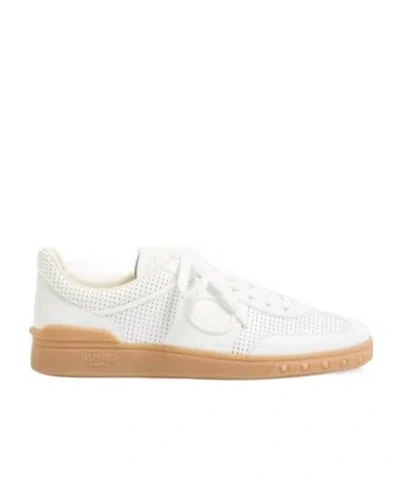 Valentino Garavani Nappa Leather Upvillage Round Toe Sneakers In White