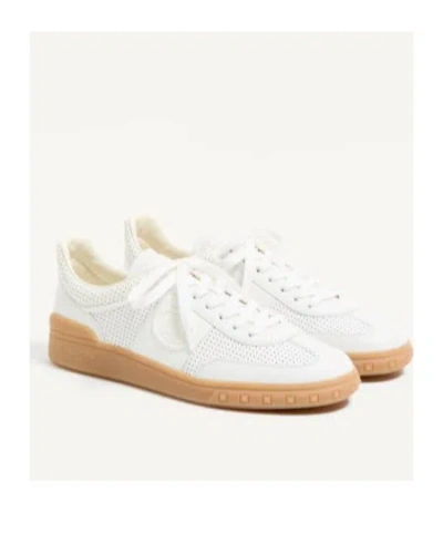 Valentino Garavani Nappa Leather Upvillage Round Toe Sneakers In White