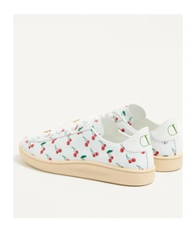 Valentino Garavani Royco Sneaker In Nappa Calfskin With Cherryfic Pattern In White