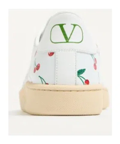Valentino Garavani Royco Sneaker In Nappa Calfskin With Cherryfic Pattern In White