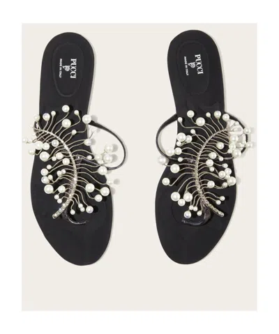 Pucci Round Head Flat Slippers In Black