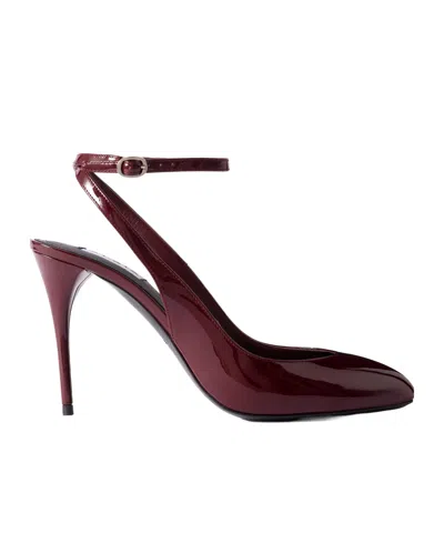 Alaïa Rounded Toe Sling Back Pumps Bordeaux In Brown