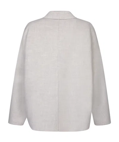 Brunello Cucinelli Mixed Wool Fabric Coat With Six Front Buttons In White