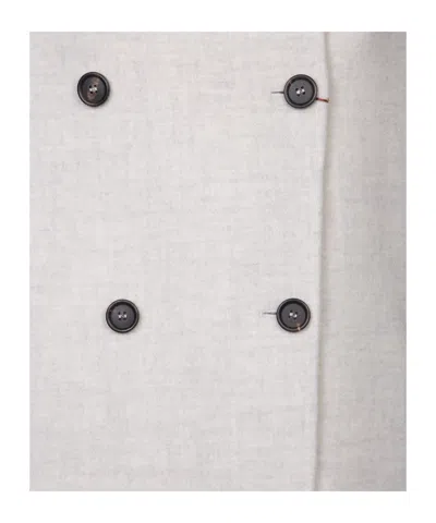 Brunello Cucinelli Mixed Wool Fabric Coat With Six Front Buttons In White