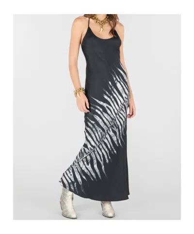 Roberto Cavalli Zebra Silk Slip Dress In Black