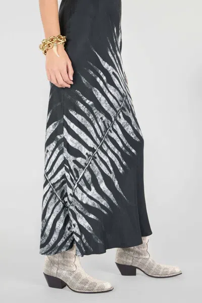 Roberto Cavalli Zebra Silk Slip Dress In Black