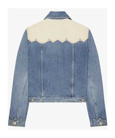 Givenchy Denim Jacket With Chest Pockets And Contrast Shoulder Panel In Blue