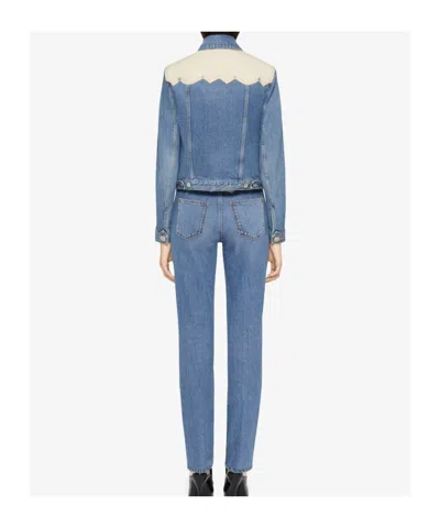 Givenchy Denim Jacket With Chest Pockets And Contrast Shoulder Panel In Blue
