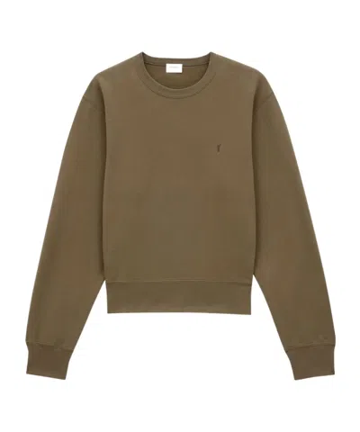 Saint Laurent Sweater In Cashmere And Silk Jersey In Green