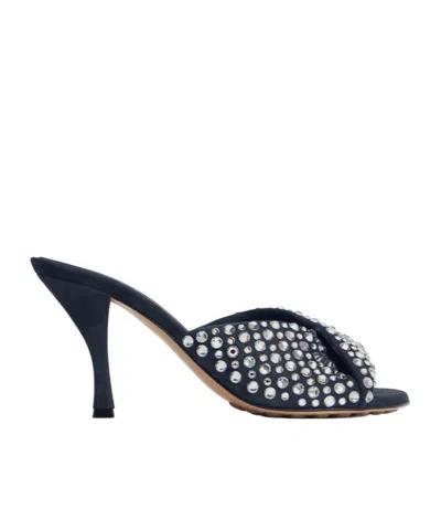 Bottega Veneta Blink Rhinestone Lambskin Suede Sandal In Dark