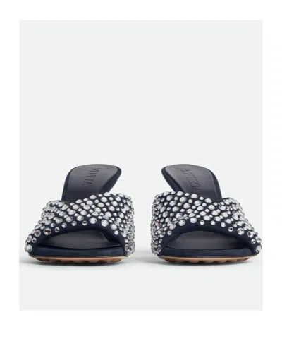 Bottega Veneta Blink Rhinestone Lambskin Suede Sandal In Dark