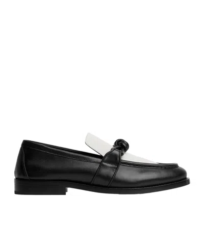 Bottega Veneta Blackwhite Solid Loafers In Black