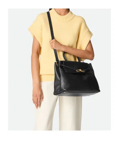 Bottega Veneta Ciao Ciao Knot Detail Leather Top Handle Bag In 1019 Black-m Brass
