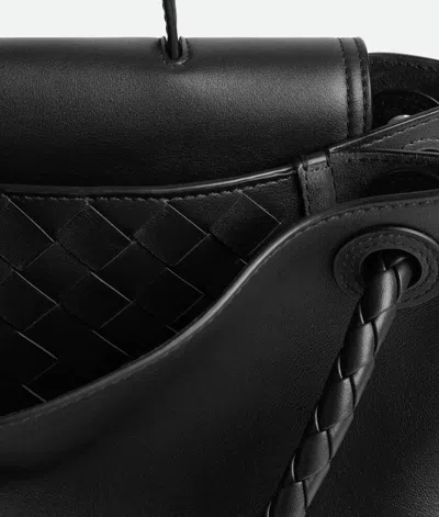 Bottega Veneta Ciao Ciao Knot Detail Leather Top Handle Bag In 1019 Black-m Brass